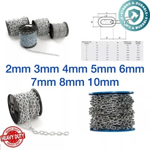 Feuerverzinkte Stahlkette Schwerlast Langlebig Sicherheitsglieder 2mm - 10mm - Bild 1 von 8