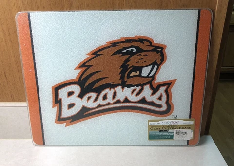 Oregon State Beavers Glass cutting board Tempered New 15 X 11 1/2” New Genuine Cover