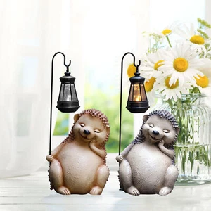 Hedgehog Solar Light Statue Solar Garden Statue Decor Funny Hedgehog sweetie - Picture 1 of 5