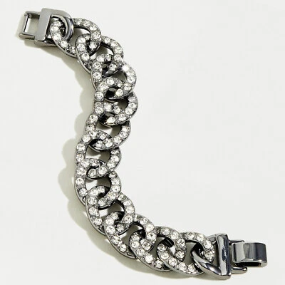 Pulsera de cadena con pavé J Crew nueva sin etiquetas $59,50 en negro con pedrería de cristal Foto 1 de 4