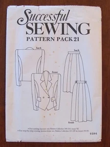 SUCCESSFUL SEWING #21 - 0596 LADIES DBL BREASTED JACKET PLEATED SKIRT 8-18 UNCUT - Picture 1 of 1