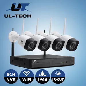 UL-tech Wireless CCTV 3MP Security Camera 8CH NVR 4 Square Cameras WiFi Outdoor - Picture 1 of 5
