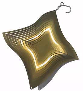 Windsparkles Stainless Steel Wind Spinner Gold Diamond Shape,Garden,Indoor,Patio - Picture 1 of 2