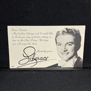 Tarjeta promocional Liberace Dear Friend Chez Paree con autógrafo facsímil de colección 1950 - Imagen 1 de 4