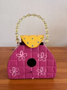 Pink Metal Birdhouse with Beaded Handle - Picture 1 of 10