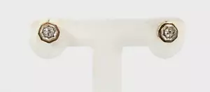 14K Gold & Diamond Stud Earrings - Picture 1 of 4