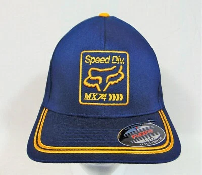 Fox Racing Speed Division MX74 Worldwide Azul y Amarillo Flexfit Sombrero L/XL NUEVO RARO Foto 1 de 4