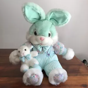 Peluche de colección TB Trading Co verde como nuevo conejo cordero bebé años 90 floral 24"" DanDee - Imagen 1 de 12