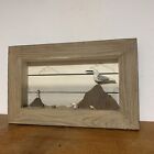 Framed Collage 3-D Beach Scene Seagull Lighthouse Seaside￼