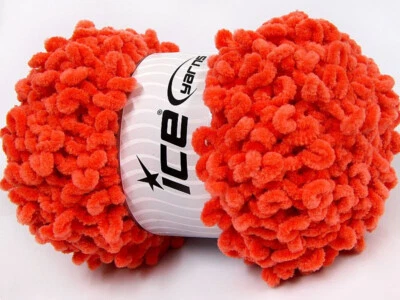 4-Skein Lot Chenille Boucleron Yarn Superbulky 4x100g/44m Superbulky Orange - Image 1 of 4