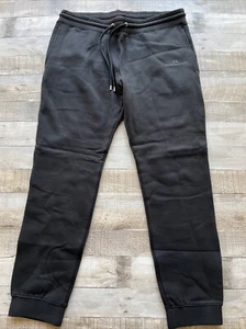 J Lindeberg Alpha Sweatpants Mens XLarge Black Fleece Jogger Ankle Cuffed New - Picture 1 of 17
