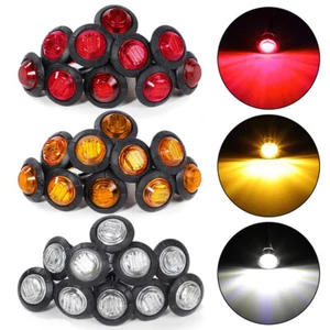 30X 3/4" Amber Red White Small Round Side Marker lights 3-LED Button lamps Lorry - Picture 1 of 11