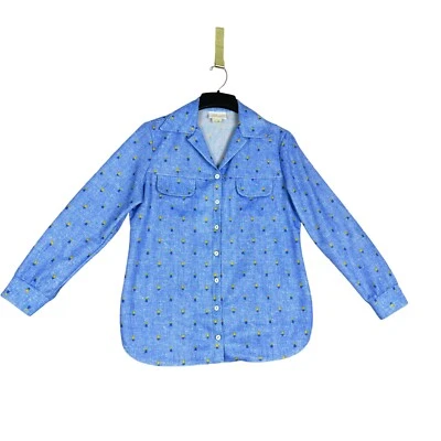 Vintage 70s Womens Jantzen Size 16 Long Sleeve Button Up Shirt Floral Tulips - Image 1 of 4