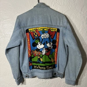 Vintage Disney Jeansjacke Denim Erwachsene kleine Pailletten Mickey Minnie 90’s - Bild 1 von 9