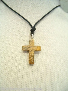 Cross IN Stone Semiprecious And Silver 925 - Pendant With Choker - Picture 1 of 4