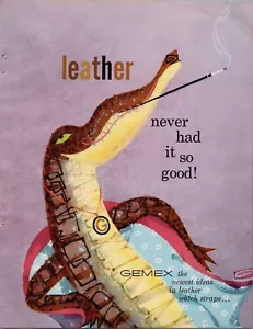 1957 Gemex correas de reloj de cuero relojes de bolsillo impresión de cocodrilo páginas de catálogo de anuncios - Imagen 1 de 10
