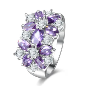 Fashion Jewelry Natural Multi-Gems Amethyst Garnet Peridot Morganite Silver Ring - Picture 1 of 14