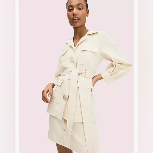 KATE SPADE Giacca Donna Luxe Twill Miscela Lino Zucchero Biscotto (Beige) NUOVA