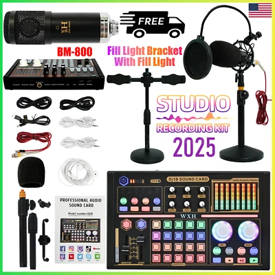 Podcast Equipment Kit,DJ18 Sound Card,Professional Recording Mic,21 Sound effect - Image 1 of 4