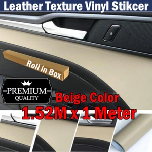Beige Leather Pattern Car Vinyl Wrap Car Vinyl Stickers Decals 152 CM x 1 Meter - Picture 1 of 3
