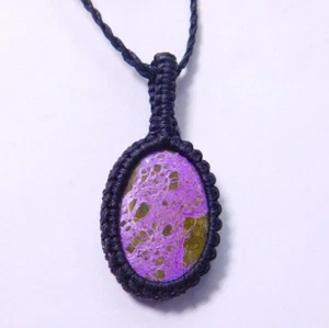 Stichtite Stone Macrame Rope Pendant Purple Stichtite Necklace 61 Cts. ME-N18 - Picture 1 of 4