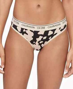 CALVIN KLEIN Women's Sz XL CK One Cotton Thong Underwear QF5733 Cutout Khaki - Picture 1 of 6