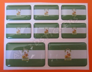 8 x Pegatinas 3D Relieve Bandera Andalucia - Todas las Banderas del MUNDO - Imagen 1 de 1