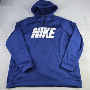 Nike Dri Fit Fitness Hoodie Men's 3XL Blue Pullover Drawstring Casual - Picture 1 of 7