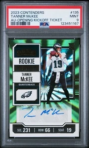 2023 Tanner McKee Contenders Green Auto Eagles Rookie PSA 9 POP 2 No 10s - Picture 1 of 3