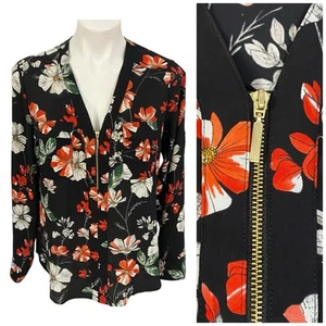 Blusa Express Top Mujer Talla Mediana Floral Negra Trabajo Oficina Transparente Profesional - Imagen 1 de 13