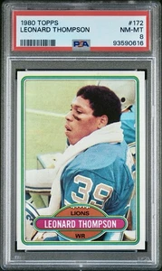 1980 Topps Football Leonard Thompson #172 Lions PSA 8 NM-MT Awesome Grade Rare - Bild 1 von 3