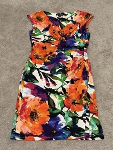 Vestido para mujer Lauren Ralph Lauren talla 4P acuarela floral imitación envoltura sin mangas - Imagen 1 de 9
