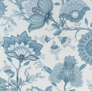 Krisha Dusky Neutrals Blue Flowers Sophisticated Luxury Paste The Wall Wallpaper - Picture 1 of 8
