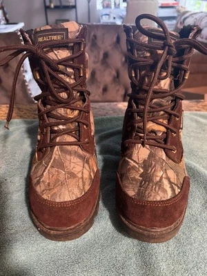 Realtree Camo Hunting Boots Men’s 7 Brown Suede/Canvas Lace-Up – Great Tread - Image 1 of 4