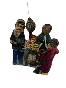 Vintage Embroidered Fabric Carolers Ornament 4”x4” Christmas Tree Décor - Picture 1 of 8