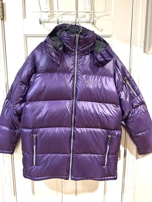 Nueva chaqueta Marmot Stockholm JR 650Fill Down con capucha violeta oscuro para mujer XL Foto 1 de 4