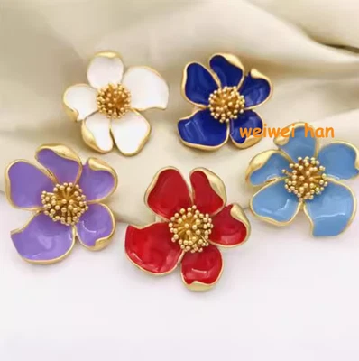 OSCAR DE LA RENTA Medieval enamel flower-drop glaze women's earrings  - Image 1 of 4