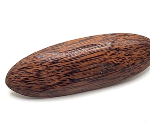 Böhmische ovale Barette aus Holz signiert SL 4 Zoll breit - Bild 1 von 3