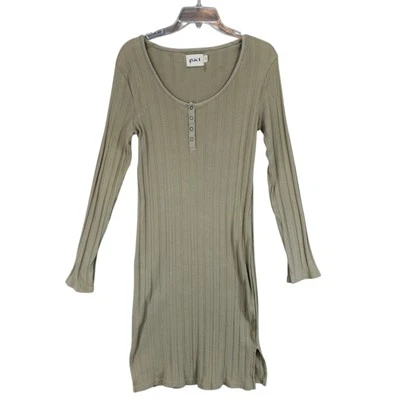 Pact Midi Dress sz L Women Ribbed T Shirt Long Sleeve Pale Green Organic Cotton - Image 1 of 4