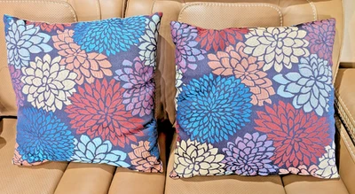 2 Декоративный радужный акцент подушка пионы коричневый замши спинки сплетенный 17 x 17 - Изображение 1 из 4