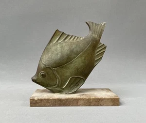 Serre livre, Poisson, Sculpture en régule signée M. Font, Début XXe - Zdjęcie 1 z 5