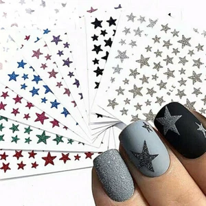 Nail Stickers Glitter Shiny Star Nail Slider Manicure DIY 3D Nail Art Decorati ♢ - Picture 1 of 22