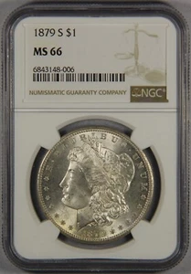 Dólar de plata Morgan 1879-S NGC MS66 $1 - Imagen 1 de 3