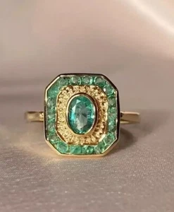 💎Tolles Geschenk!! Quadratischer Ring Faux Blautopas goldfarbene Fassung Kostüm Größe 6 - Bild 1 von 3