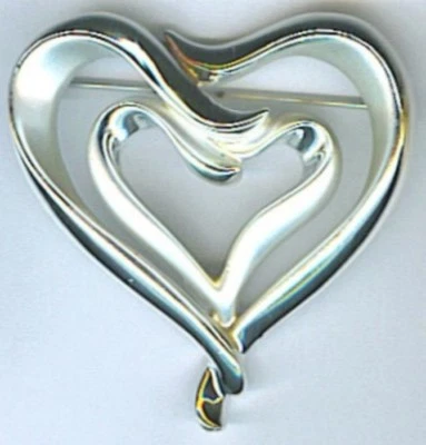 Love Eternity Heart in Heart Brooch Pin SIGNED by Danecraft Silver Plate NEW Foto 1 de 2