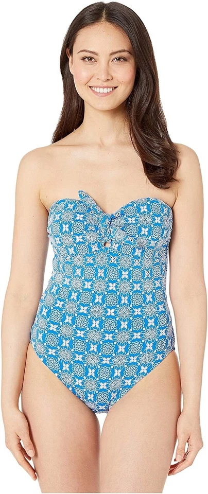 Michael Michael Kors 236344 Tie Front Bandeau One-piece Swimsuit Size 12