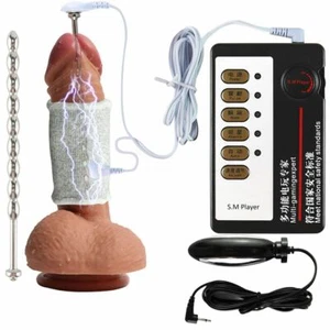 Electro E-Stim S-hock Male Penis Enhancer Stainless Anal Plug Therapy Kit Set US - Picture 1 of 12