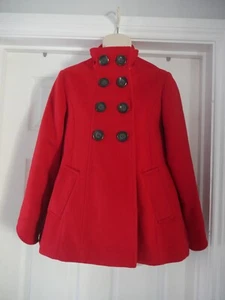 Red Next Coat Girls 15-16 Years Double Breasted Formal Party Classic Peacoat - Picture 1 of 16