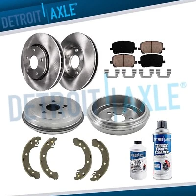 Front Rotors Rear DRUMS + Brake Pads & Shoes for 2003 2004 - 2008 Toyota Corolla - Image 1 of 4
