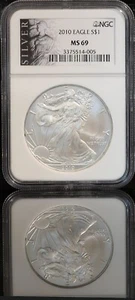 2010 American Silver Eagle S $1 NGC MS69 Silver label Free Shipping - Picture 1 of 4
